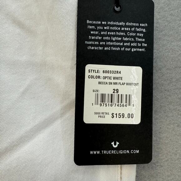 True Religion Jeans Women's 29 Optic White Becca Mid Rise Bootcut Western NWT - Picture 6 of 16